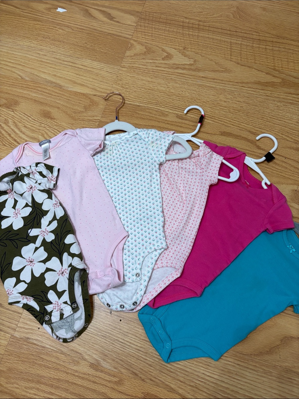 6 Carter's Baby Girls Short-Sleeve Onesie Set - Pink, Hot Pink, Teal, Floral